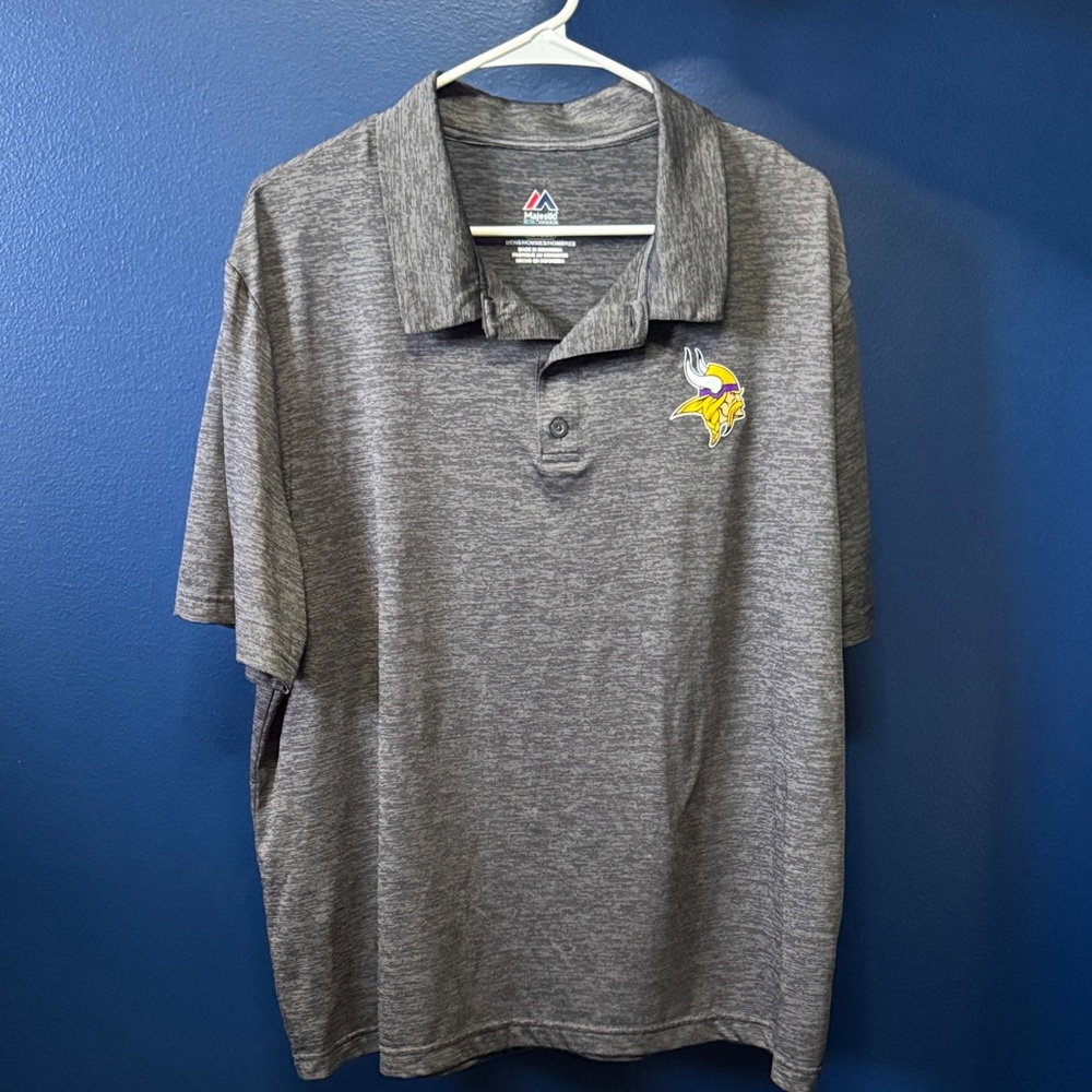 Minnesota Vikings Men's Majestic Golf Polo - Charcoal XL